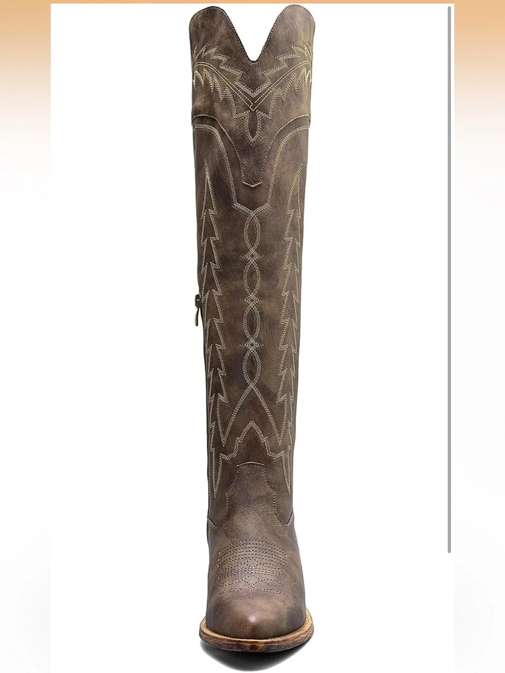 Brown Lace-Up Over-the-Knee Western Boots